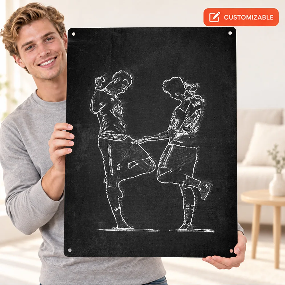 Dele Alli And Son Heung-Min Football Players Aluminum Poster Personalized Metal Sign Sports Photography Wall Art For Media Room