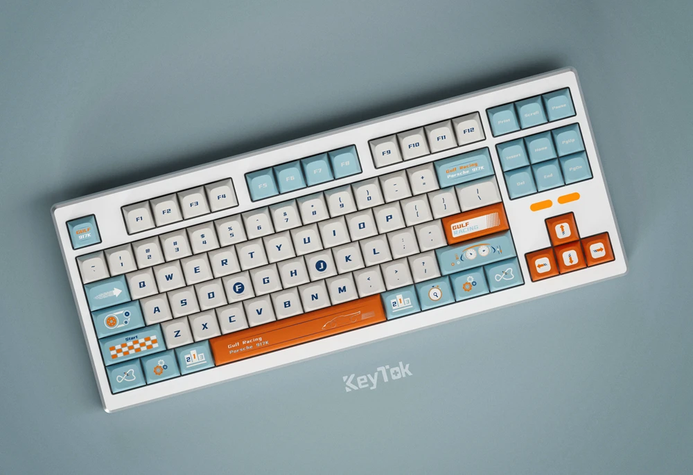 Imagem -03 - Keytok-key Cap Conjunto para Teclado Gulf Racing Dye Sub Pbt Grosso 87 Tkl 104 Ansi Xd64 Bm60 Xd68 Cstc75 Bm87 Bm65