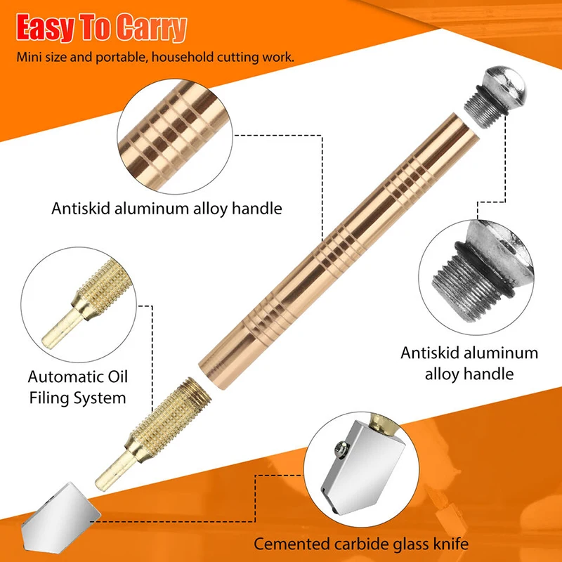 1PCS Professional Diamond Tip Glass Cutter Steel Blade Precision Cutting Tool Manual Cutting Tools