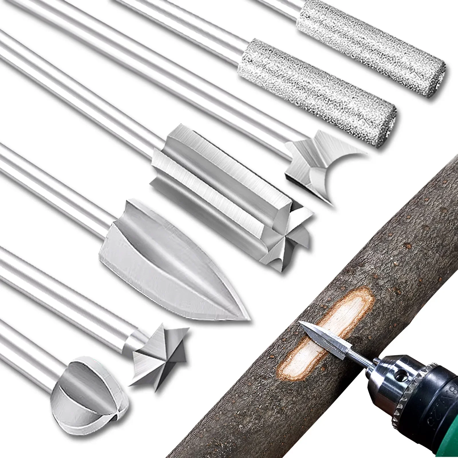 

7 шт., набор сверл для резьбы по дереву, хвостовик 0,3 мм для вращающихся инструментов, DIY микрорезьба, шлифовка, набор инструментов для деревообработки