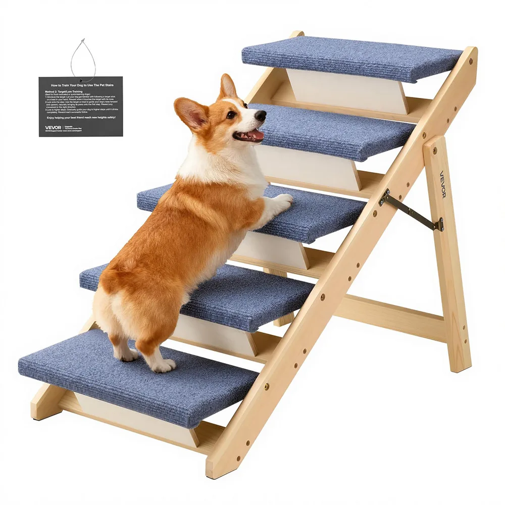 Wooden Pet Stairs Cat and Dog Ladder High Bed Stairs Bedding Ladder Climbing Ladder Pet Ramp