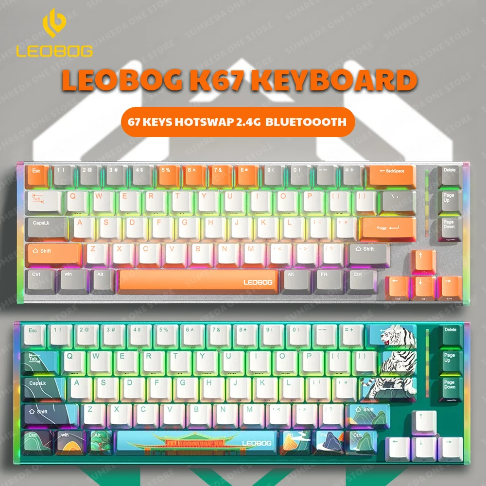 

LEOBOG K67 Mini Wireless Machanical Keyboard 67Keys 2.4G Bluetooth Wired Gaming Keyboard Gamer RGB Hotswap Non-contact Keyboard