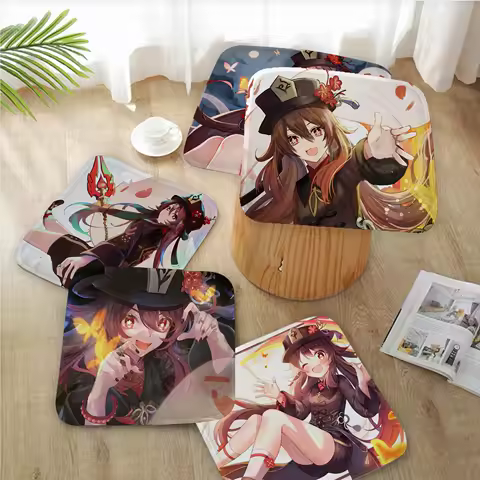 Hu Tao Genshi Four Seasons Stool Pad Patio Home Kitchen Office Chair Seat Cushion Pads Sofa Seat 40x40cm Cushion Pads