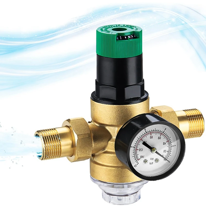 Pressure Regulator Water 3/4 Inch, Water Pressure Regulator With Water Pressure Gauge And Mesh Filter