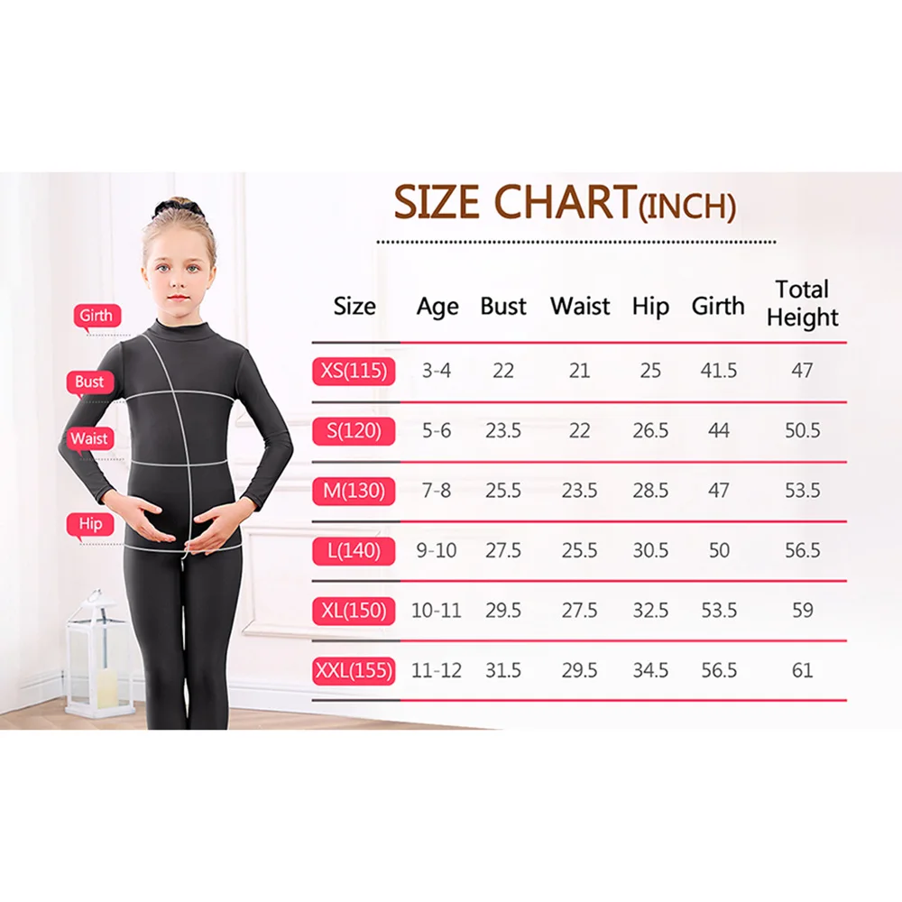 Kind Spandex Cosplay Kostüm Tanz Ganzanzug Langarm Kind Overalls Anzug Rollkragen Volle Länge Body Einteiliges Ballett Mädchen