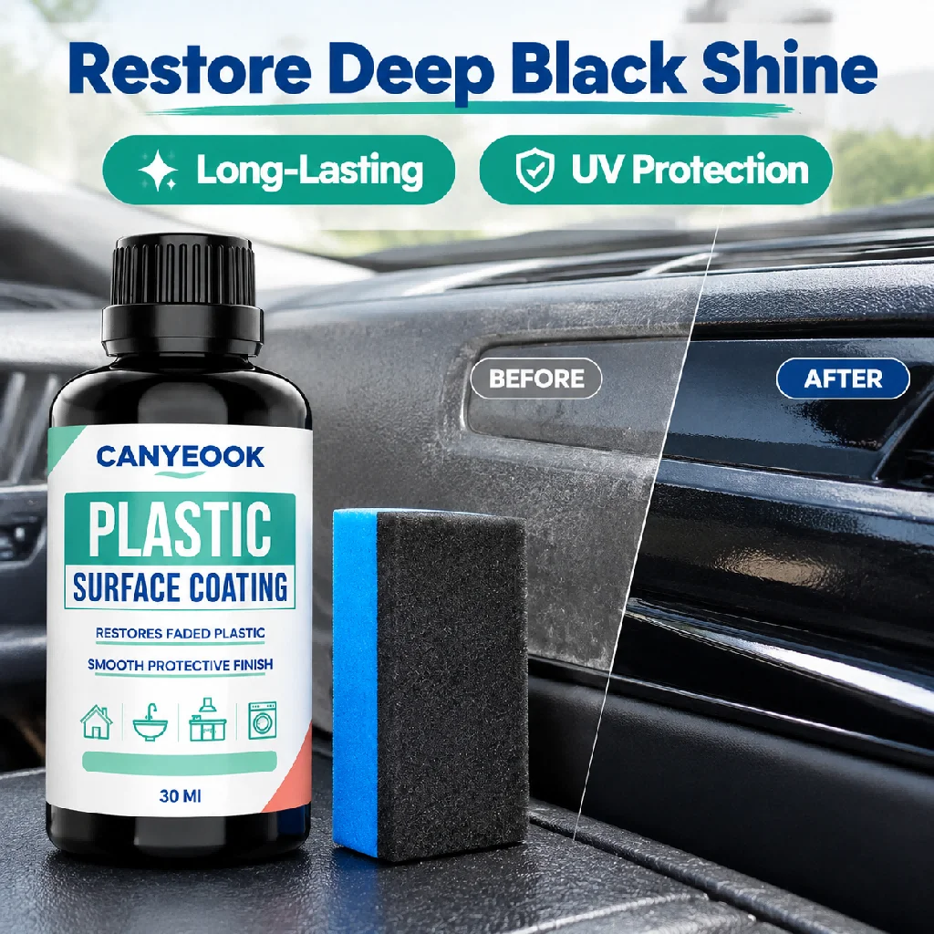 CANYEOOK Plastic & Rubber Refinisher Kit, Renew Dull Aged Parts, Form Hydrophobic Layer Against UV, Dust and Contamination