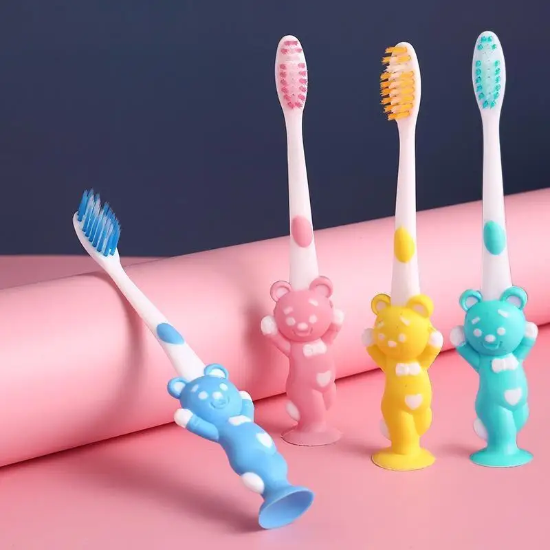 4 Pack Candy Color Kids Baby Toothbrushes Soft Bristles Non-Irritating Oral Care Tools for Toddlers Home Daily Use