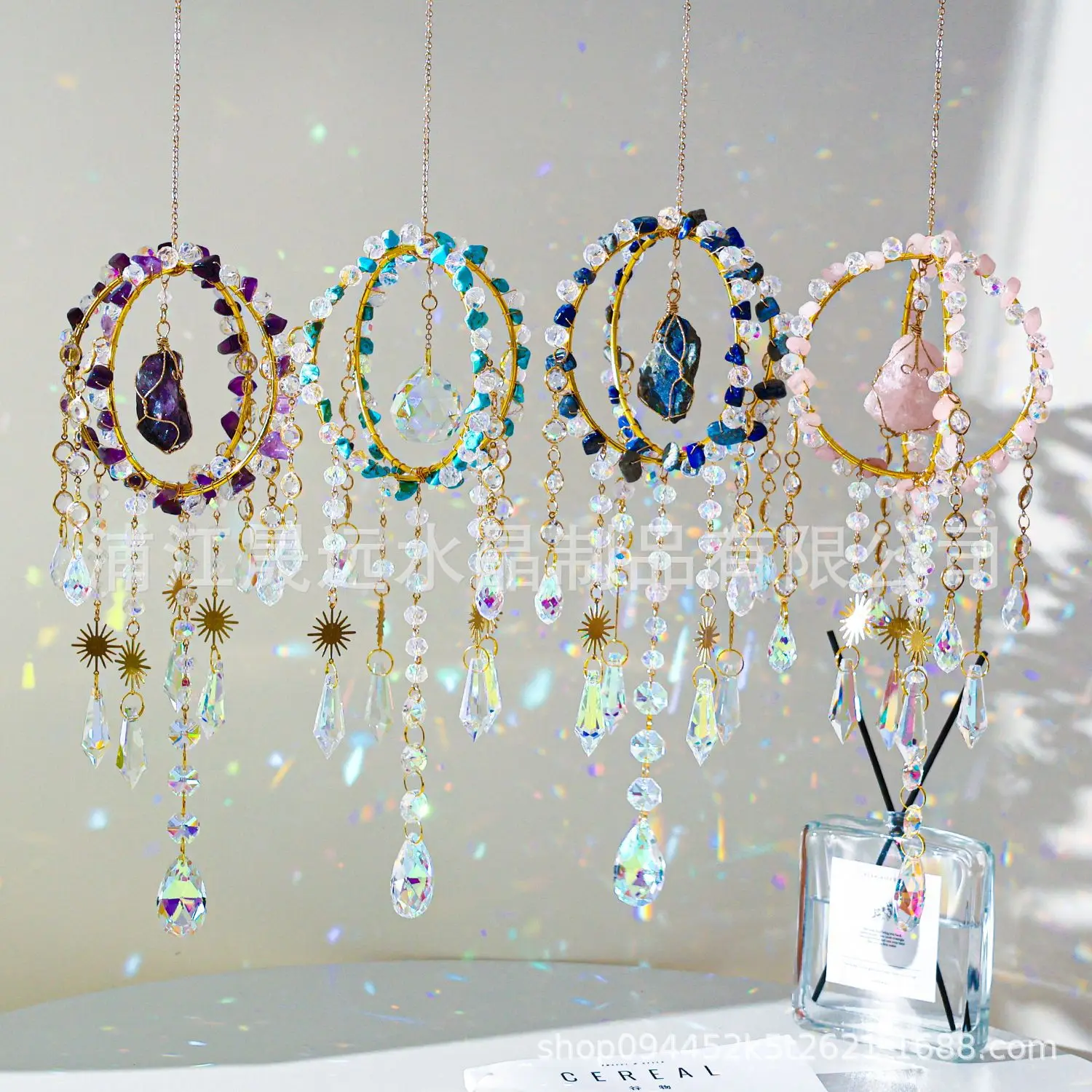 

WW Wound Natural Crystal Sun Catcher Garden Home Decor Wind Chimes Rainbow Maker