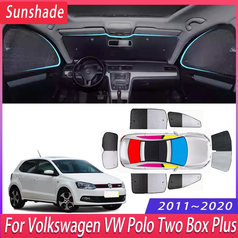 Car Sunshade For Volkswagen VW Polo Two Box Plus 2011~2020 2015 Auto Heat Insulation Sun Protection Windshield Visor Accessories