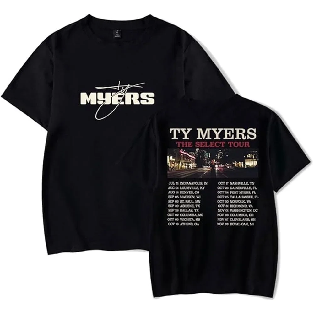 Ty Myers The Select Tour 2025 T-shirt Trendy Fashion Short Sleeve Unisex Hip-hop Streetwear