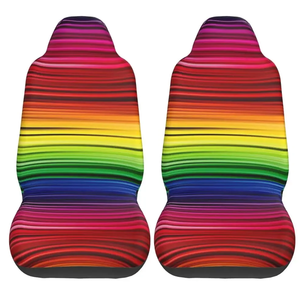 Colorful Rainbow Car Seat Cover, Seat Cover Anti Fouling and Convenient Protective Cover Unique Style 2PCS Universal Type