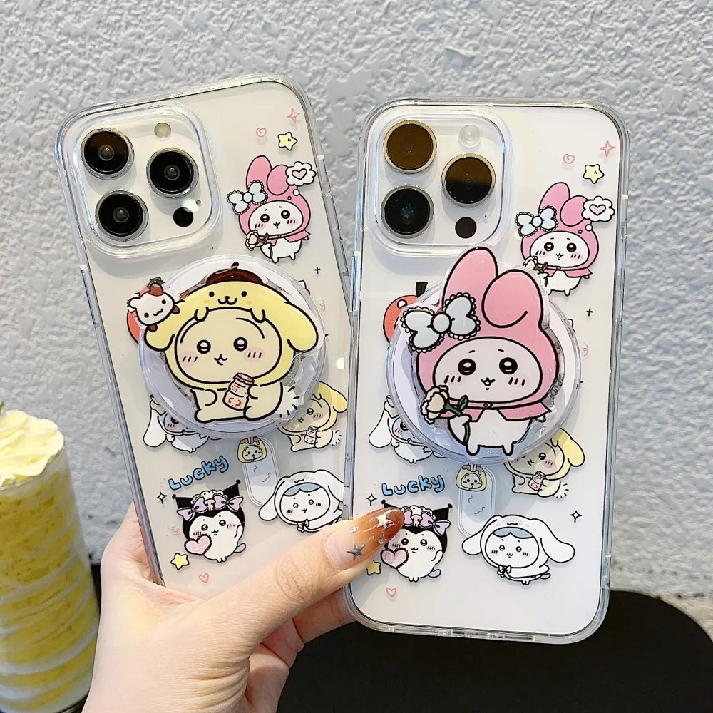 Magsafe-磁気サポート付きの柔らかく透明な電話ケース,日本のカワイイケース,iphone 16,15,13,12,11,14 pro max用の保護