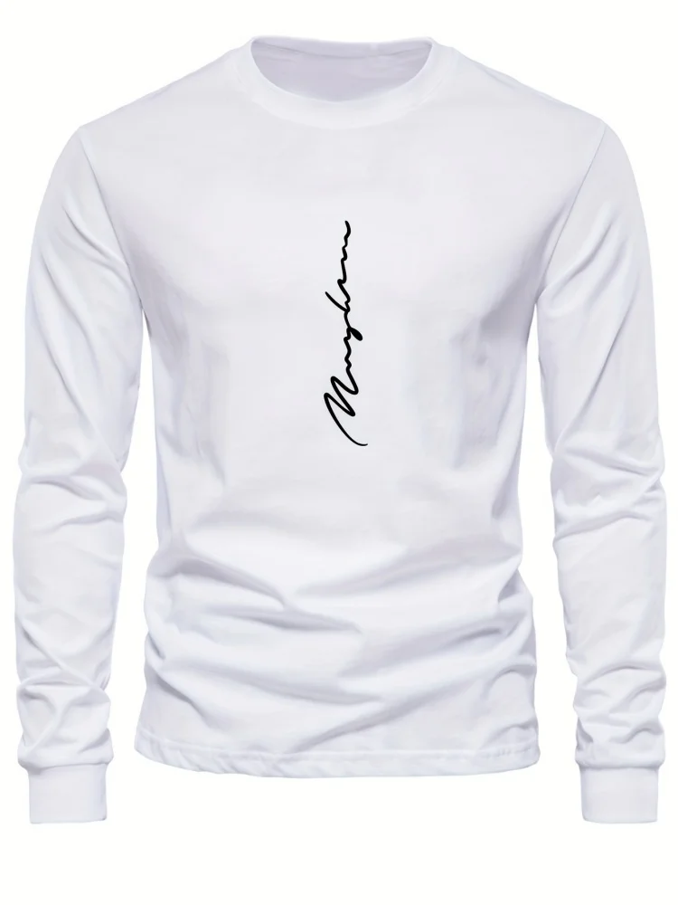 

2025 Новая осенняя мужская футболка с длинным рукавом, новинка, мужская модная уличная стильная простая однотонная мужская одежда с длинным рукавом 6XL