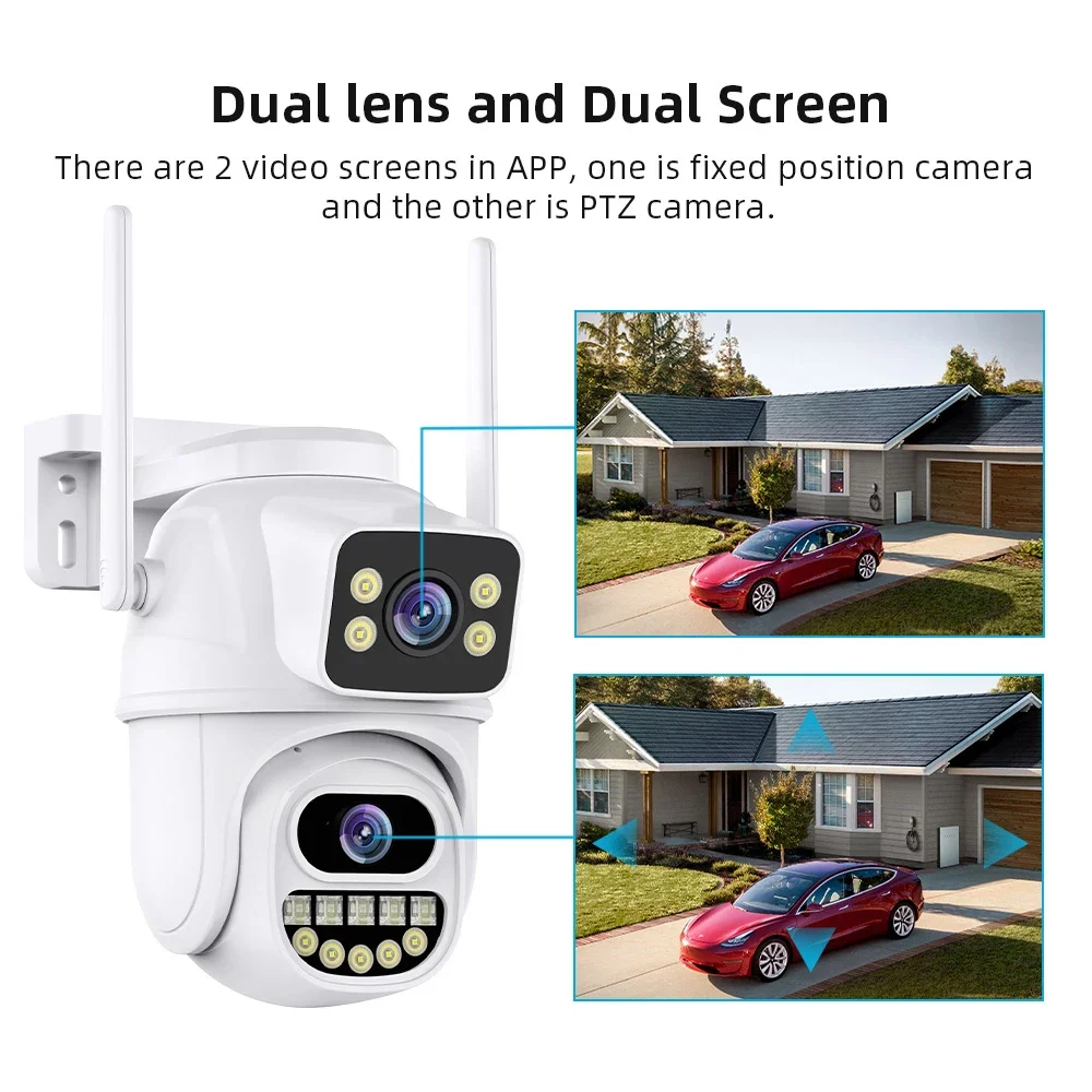 8MP WIFI PTZ IP Camera 4K HD Dual Lens Bluetooth Link Night Vision Human Detection Outdoor CCTV Security Camera ICSEE