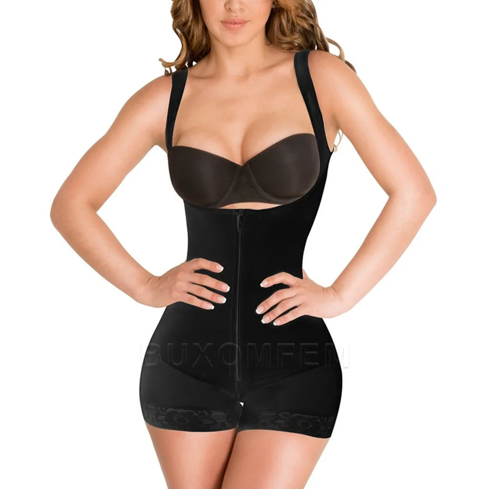 Women's Shapewear Skin-Friendly Seamless Padded Hip Shapewear Adjustable Hip Pads Enhancer Shapewear with Zipper & Shoulder