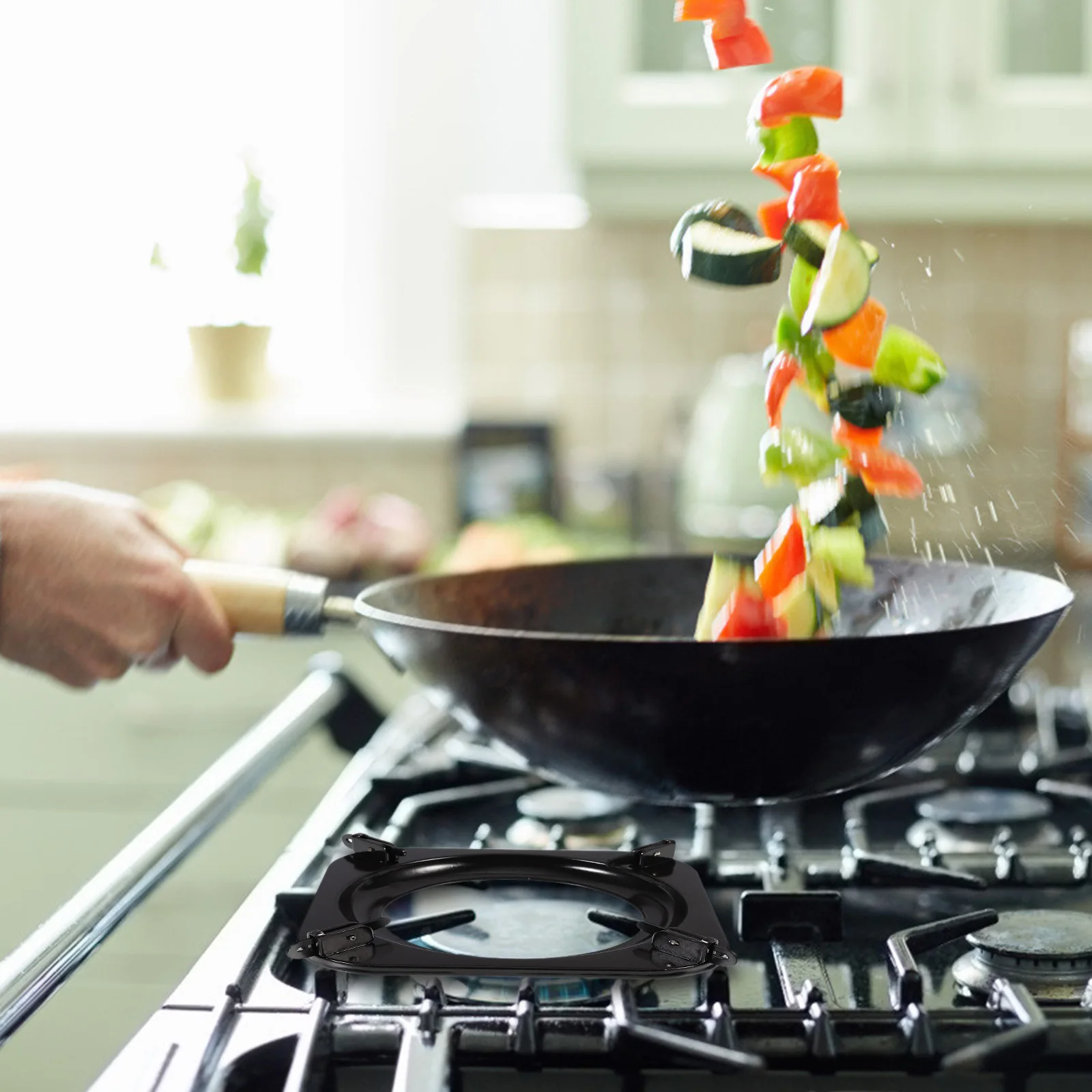 

Gas Stove Holder High quality Electroplated Iron Kitchen Supplies Cooker Rack St Black Smooth Surface No Burrs Scratch