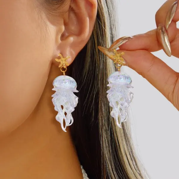 Women's Ocean Style Shell Starfish Stud Earrings, Nautical Gift