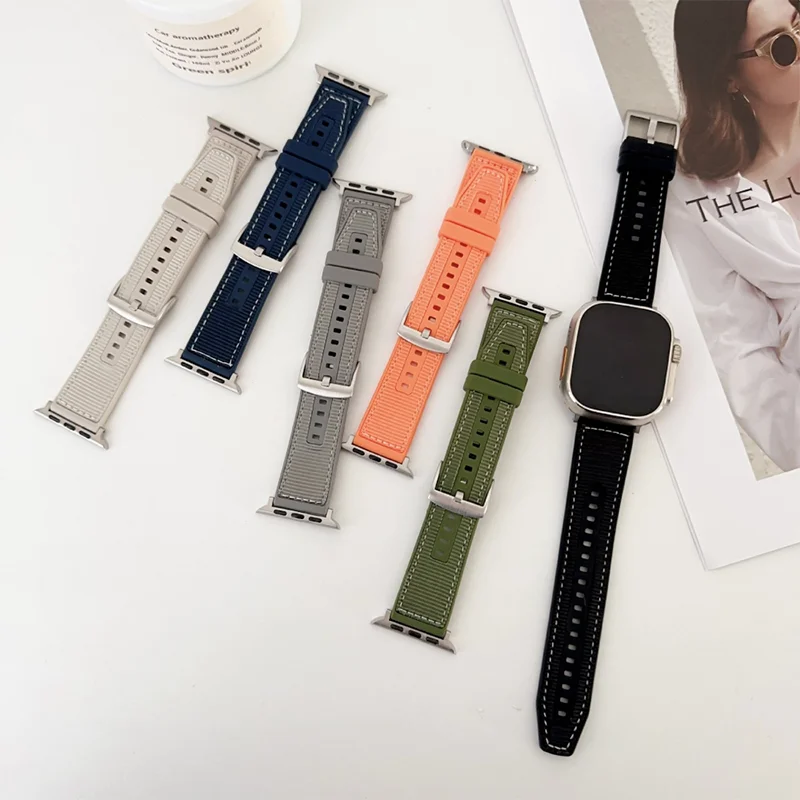 Silicone+Nylon Band For Apple Watch Ultra 3 49mm 42-46mm 44mm 45mm 40mm 41mm NEW Sports Straps iwatch series 11 10 9 8 7 6 5 SE