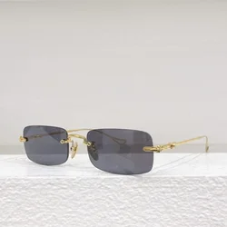 Sunglasses Rimless Women Alloy Black Retro Designer Luxury Brand Model Travel Party UV400 Men Fashion SUN GLASSES High Quality