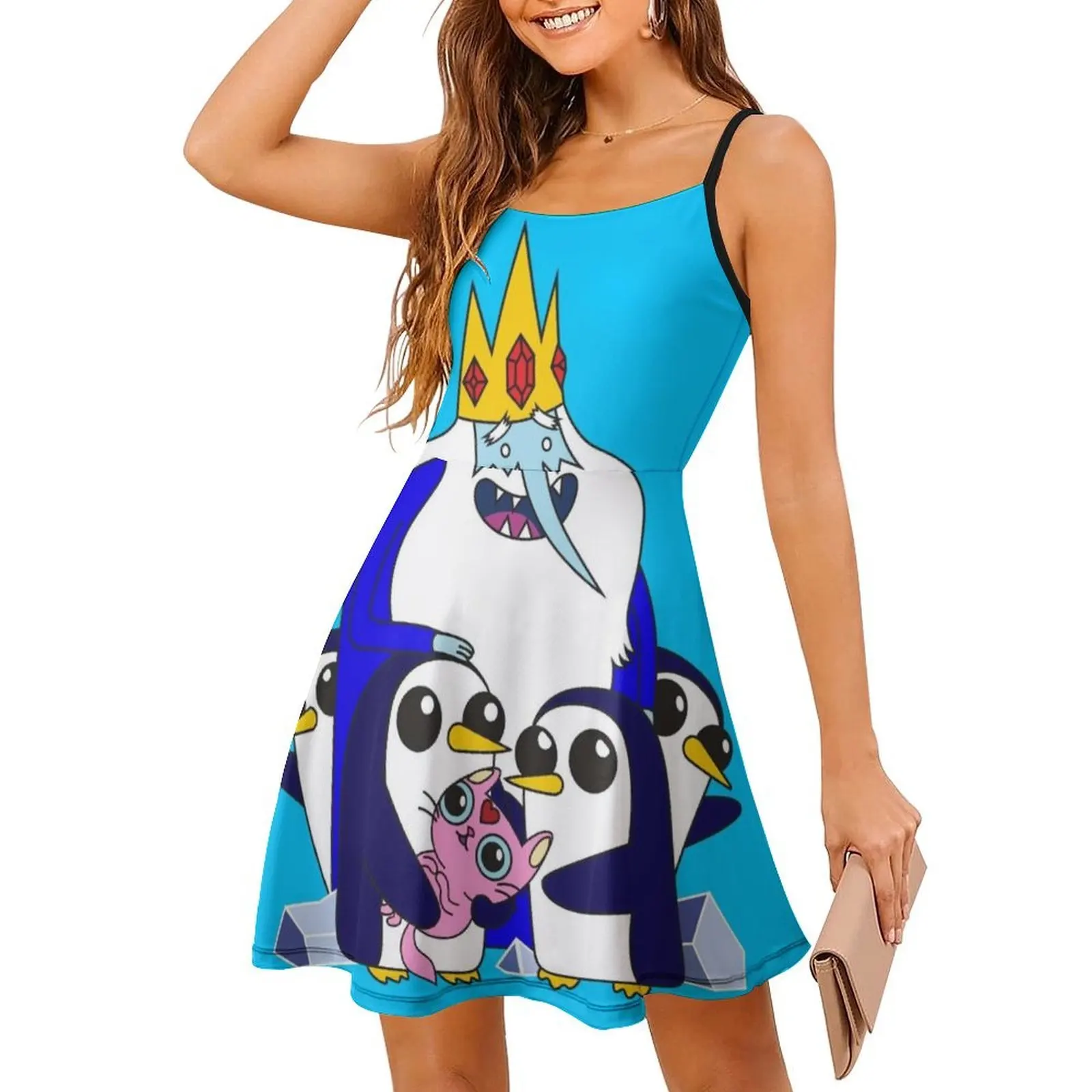 فستان Ice King على الطراز الكوري للنساء فستان كاجوال أنيق للحفلات أو الارتداء اليومي Ice King Iceking King Penguin Penguins #3