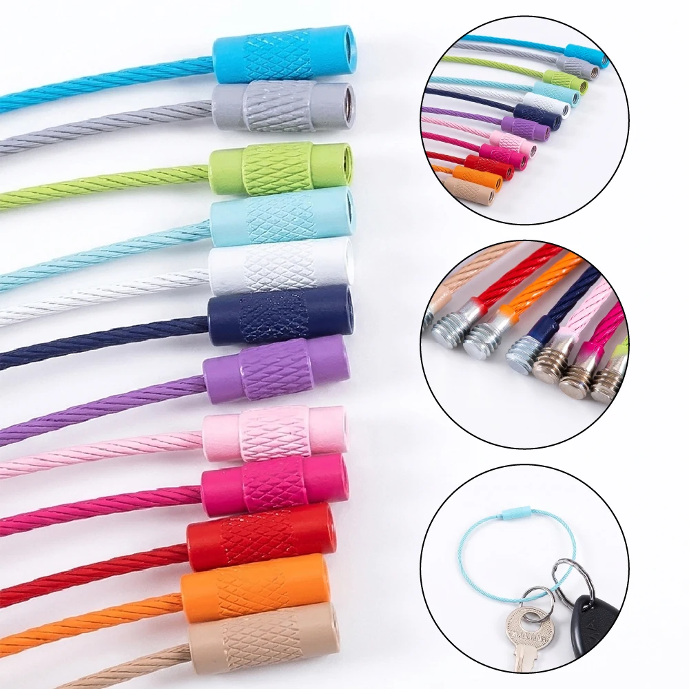10pcs Iron Key Ring Colorful Keychain Rings Screw Lock for DIY Keychain Doll Pendants Bag Charms Jewelry Making Findings