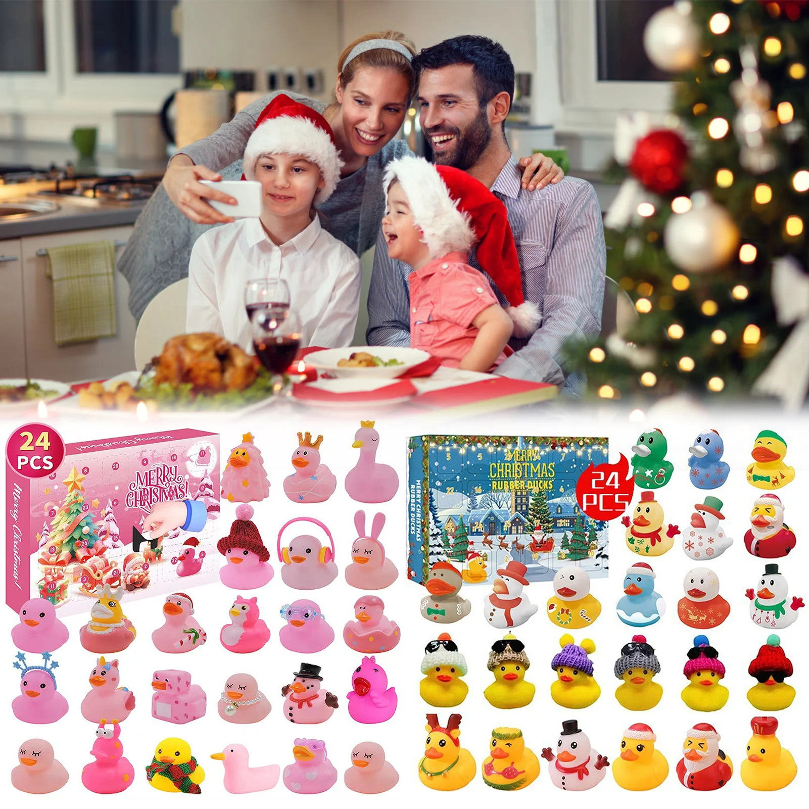 

Christmas Ducks Advent Calendar 24 Days Countdown Calendar with Ducks for Christmas Party Favor Xmas Gifts