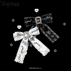 Dophee Original Landmine System Letters Lace Bow Brooch Cute Accessories Lolita Gemstone Beads Diamonds Bowknot PINs