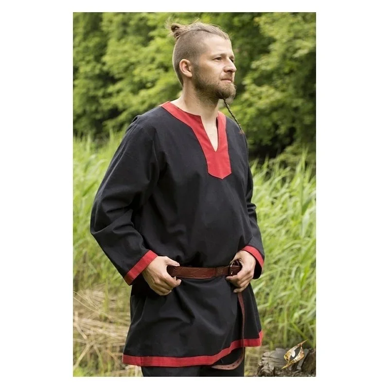 Medieval Costume Robe Men Shirt Long Sleeve Loose Robe Vikings Celtics Cosplay Tunic Pirate Warrior Knight Male Tops S-5XL