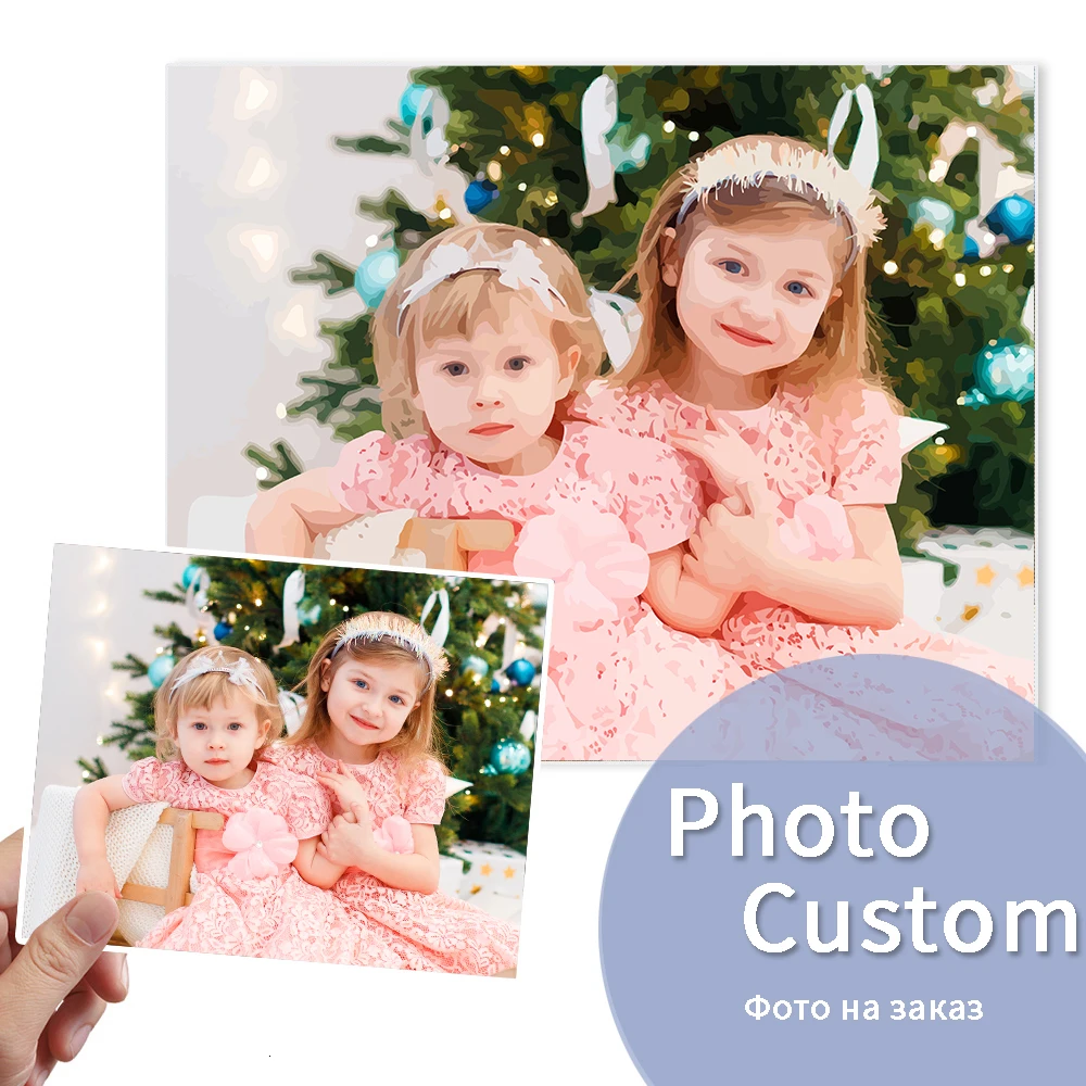 24/36/48 Color Photo Custom Paint By Numbers On Canvas Pets Character Landscape Picture Customized Art Photos Home Decoration