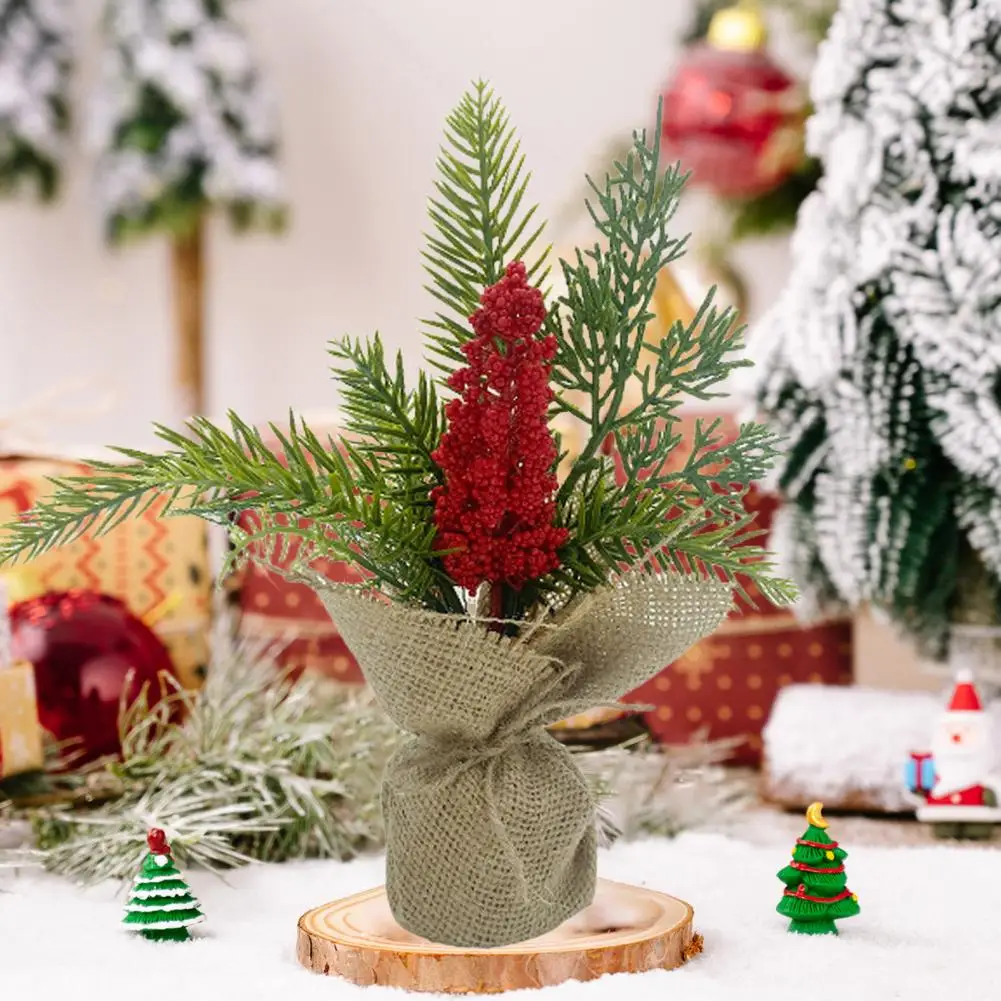 Christmas Tree With Berries Small Table Top Christmas Tree Artificial Bouquet Holiday Decor For Office Room Desktop 크리스마스 트리