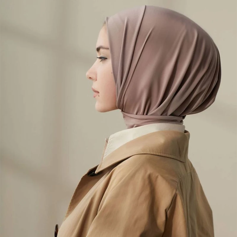Mode Muslimischen Hijab Caps Solide Underscarf Frauen Schleier Modale Baumwolle Hijab Muslimischen Schal Turbane Kopf frauen Hijabs Hut Islamischen – Detail 11
