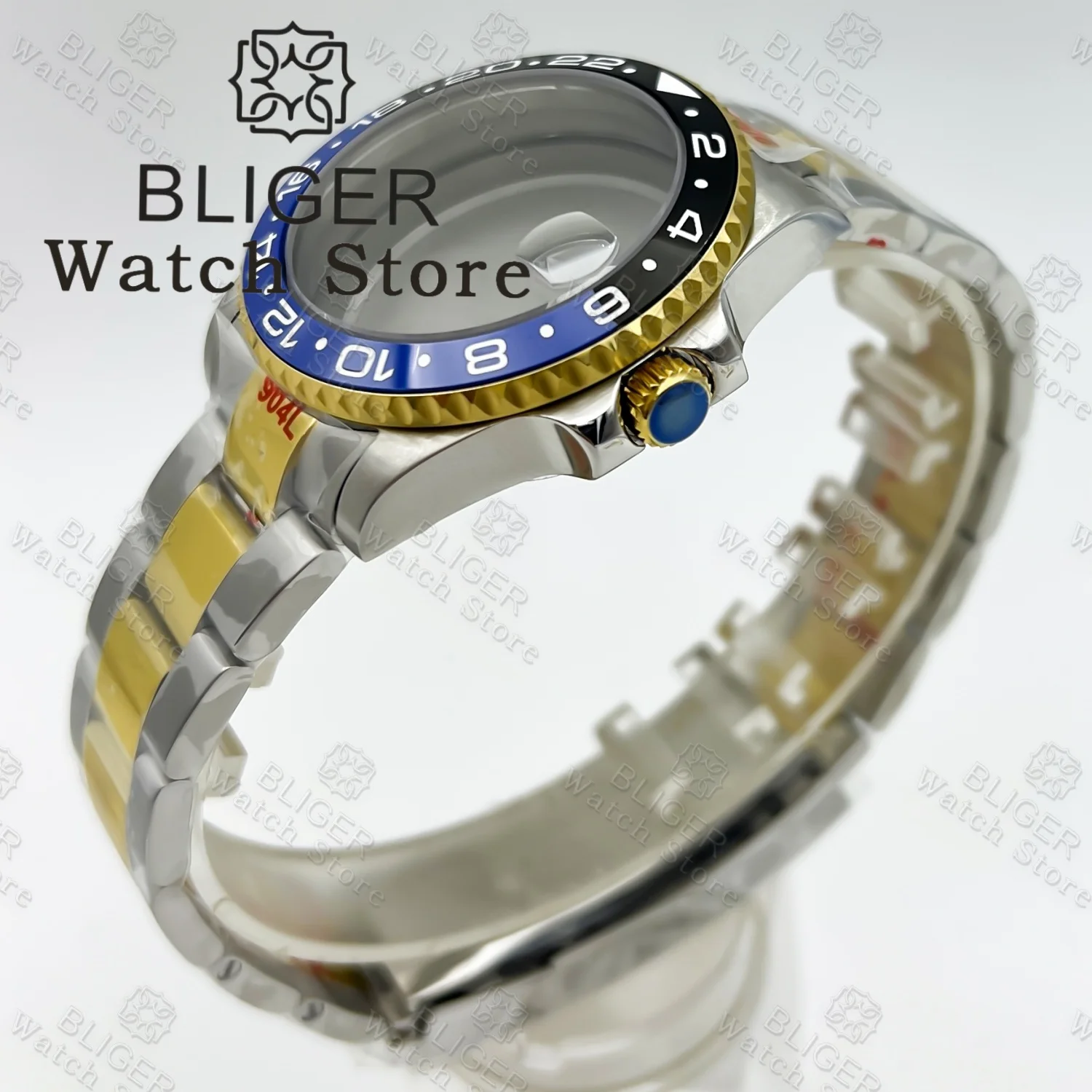 36mm 38mm Wysokiej jakości srebrno-złota koperta zegarka nurkowego Szafirowa Pasuje do NH34 NH35 NH36 38 ETA2824 PT5000 Mechanizm GMT SUB Części do zegarków