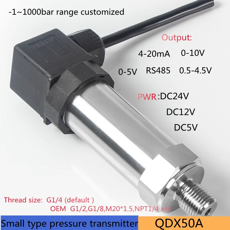 Água e Gás Oil Pressure Sensor Transmissor de Pressão com 50 Centímetros Cabo Rs485 g1 20ma 0.54.5v 1mpa 24v 100kpa 500psi