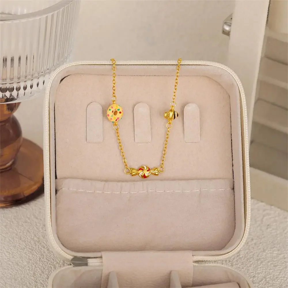 Mini Doughnuts Ice Cream Candies Charms 18K Gold Plated Hand Chain Braelets for Women Waterproof Party Gift Fashion Jewelry 2026