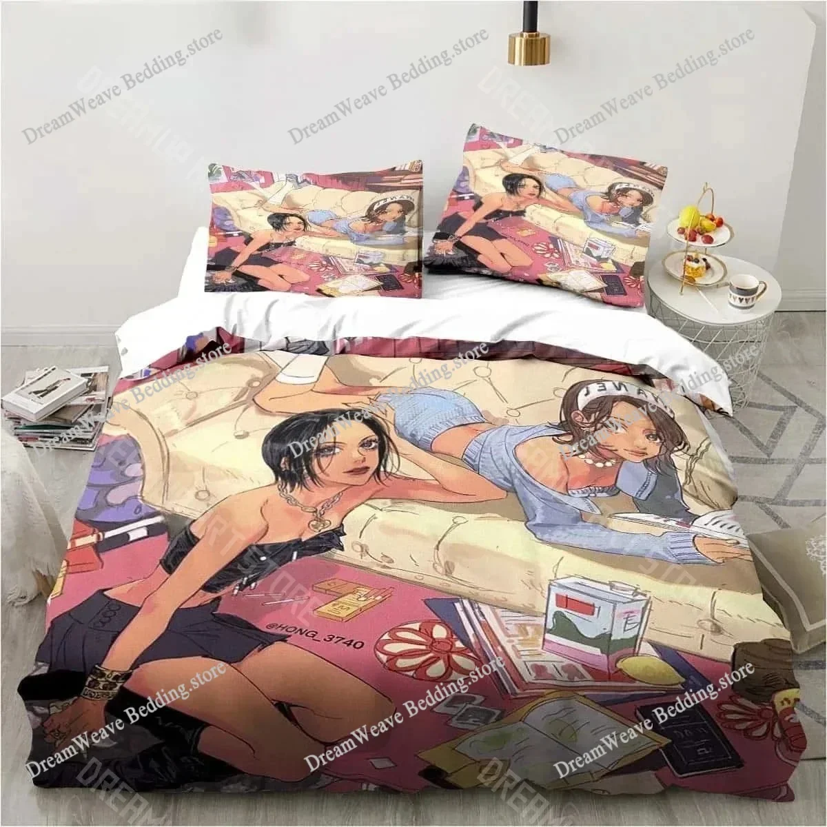 

3D Print Cartoons Black Stone NANA Manga Bedding Set Single Twin Full Queen King Size Bed Set Adult Kid Bedroom Duvet Cover Sets