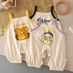 2025 New Summer Baby Boys' Thin Style Romper Pajamas Girls' Open Crotch Newborn Children's Jumpsuit Romper