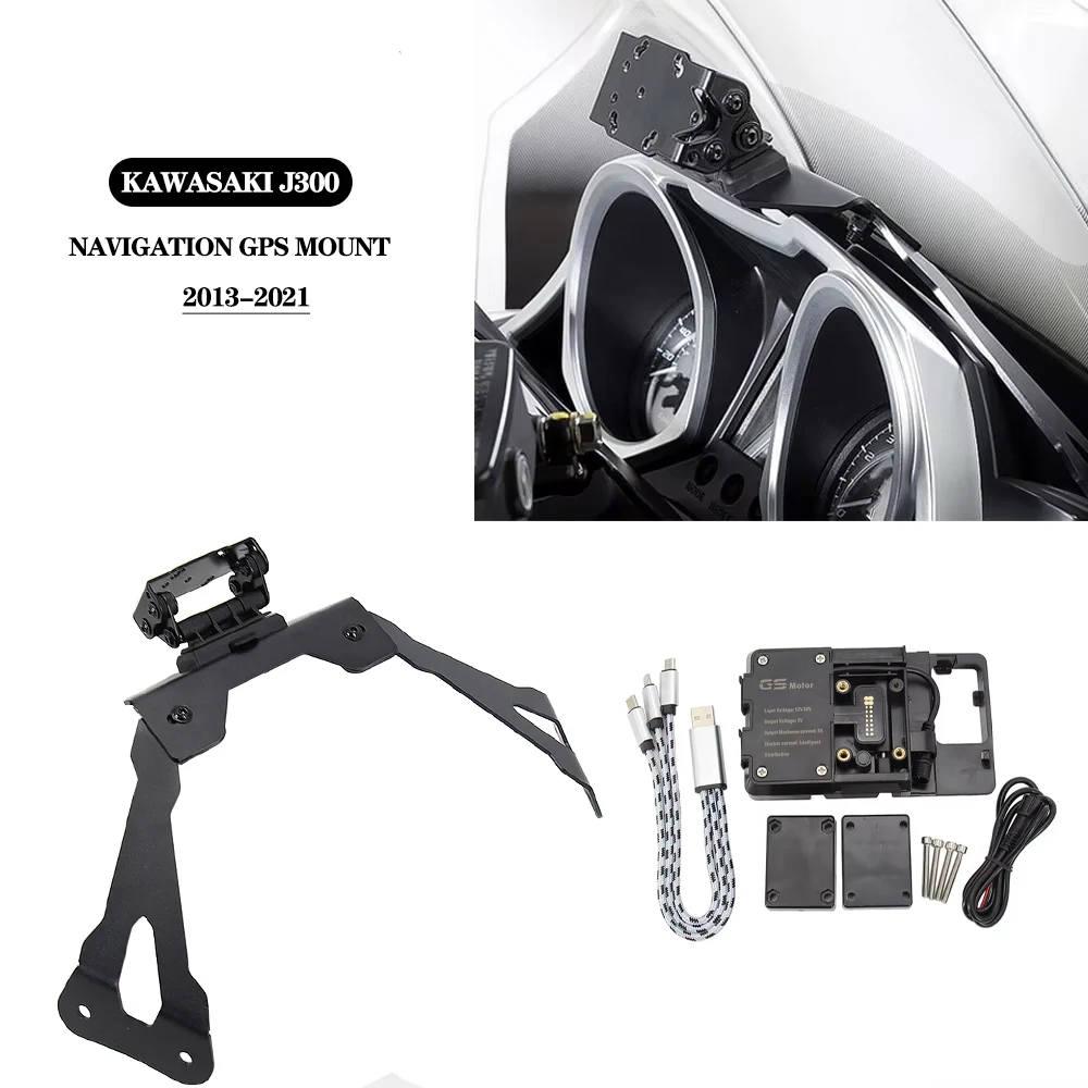 

Motorcycle FOR Kawasaki J300 Smart Phone Navigation GPS Plate Bracket Adapt Holder Kit J 300 j300 2013-2021