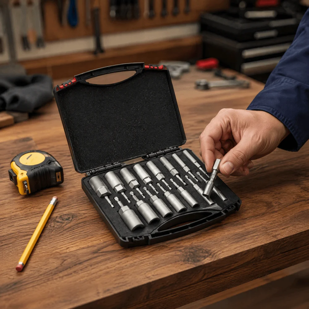 Durable 15Pcs Hex Set 5.5mm-19mm Range Impact Grade Construction Nut Driver Set Deepen Design Impact Adapter For Power Drills