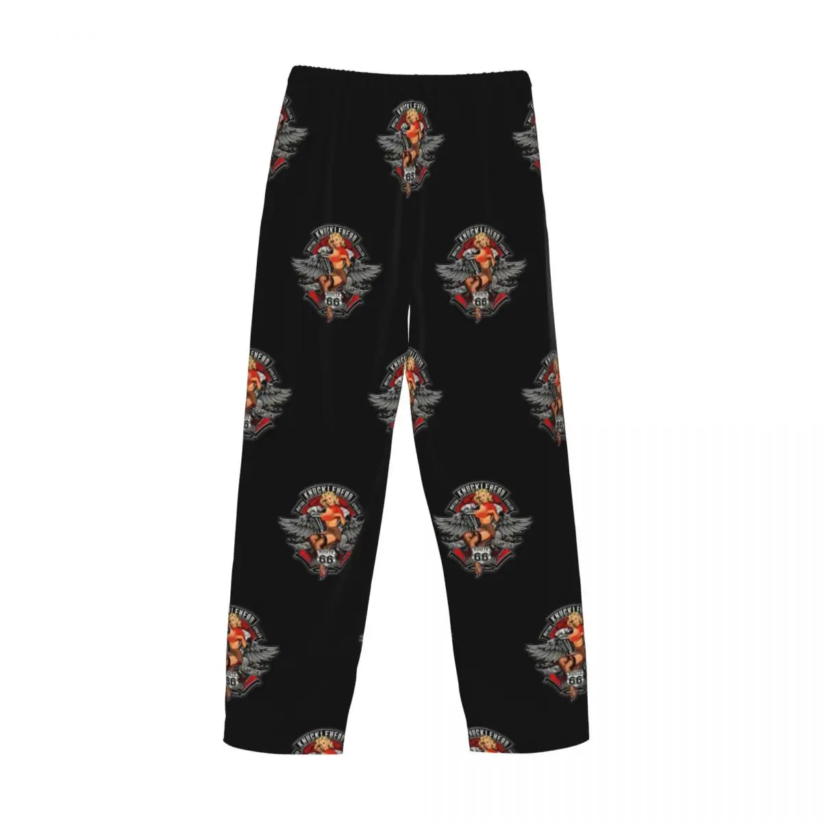 Pantalon de pyjama au design Rockabilly personnalisé Route 66 Pin Up pour hommes, vêtements de nuit, ceinture élastique, bas de salon de sommeil d'autoroute avec poches