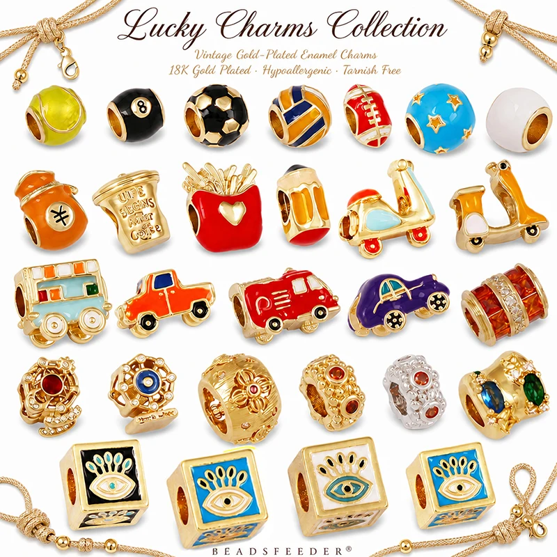 2pcs/lot Mixed Theme Large Hole Charm Beads,Sports Snacks Cars Motorcycles Eye for DIY Bracelet Necklace Jewelry Accessories J15