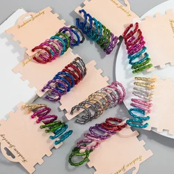 4pair/set Metallic Color Acrylic Bamboo Circle Y2K Hoop Earrings for Women Retro Joint C-shaped Earring Huggies Jewelry Gifts
