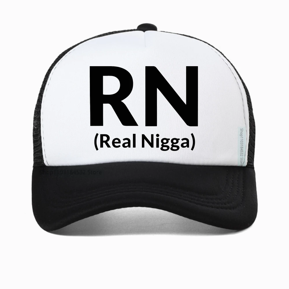 

Funny RN Real Nigga Meme Print Baseball Cap Men Women Casual Hip hop hat summer mesh breathable trucker hats