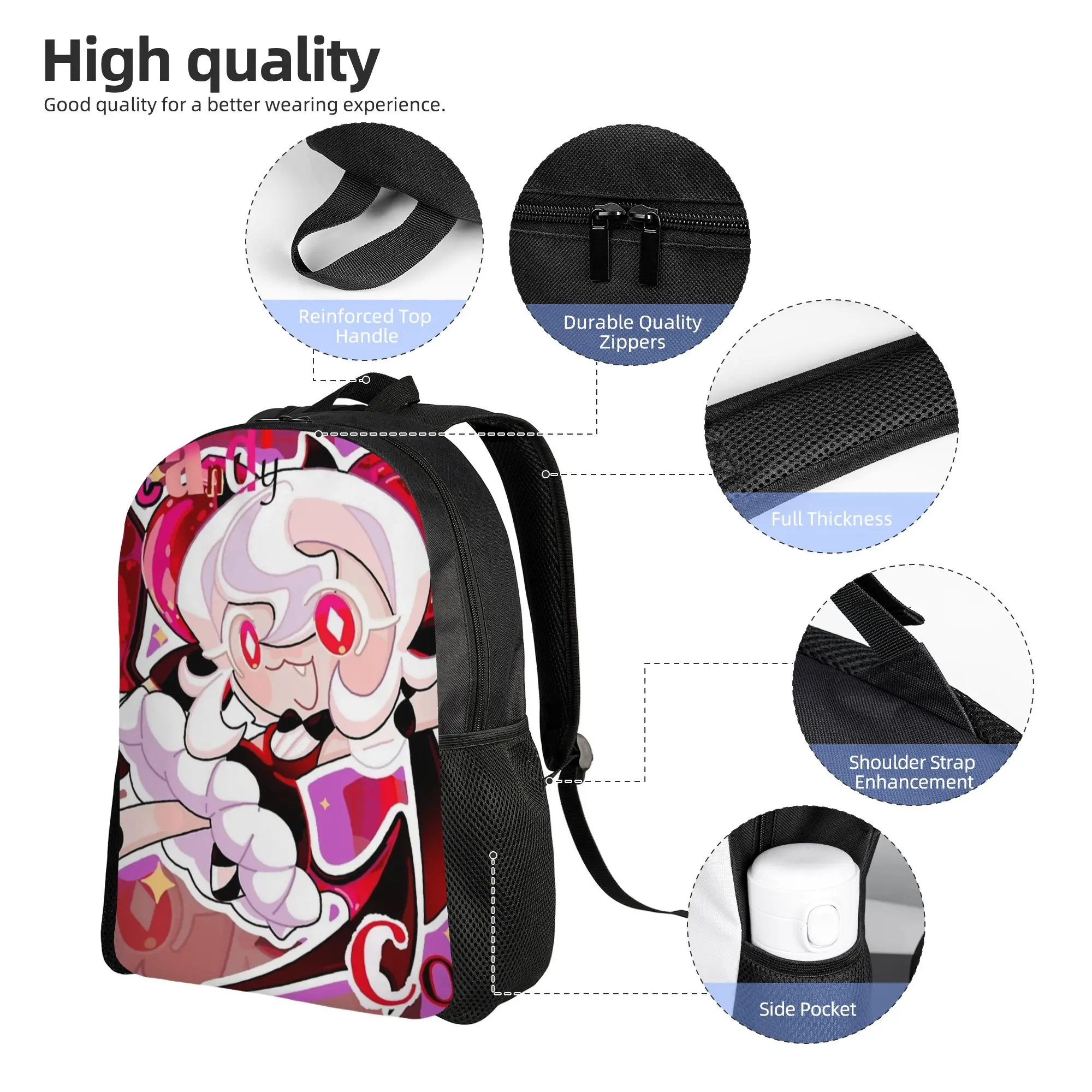 apple candy Cookie Run Kingdom Backpack for Men Women Fashion Student Business Daypack  College Canvas Bags Durable