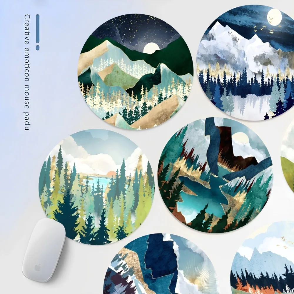 Mountains Mousepad INS Tide Round Keyboard Mat Table Mat Students Cabinet Gamer Desktop Mousepad Cup Mats Deskpad Home Decor