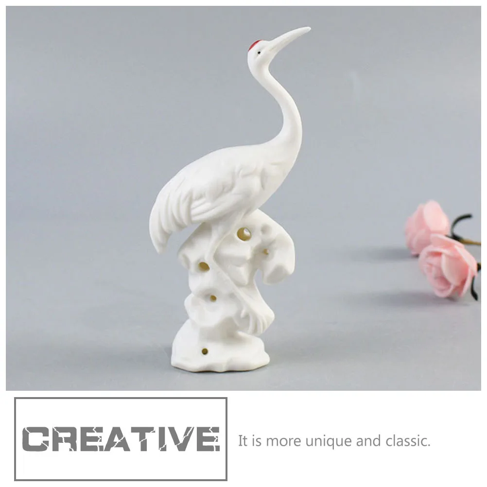 

2 Pcs Ceramic Desktop Ornament Lovely Crane Decoration Party Landscape Adornment White
