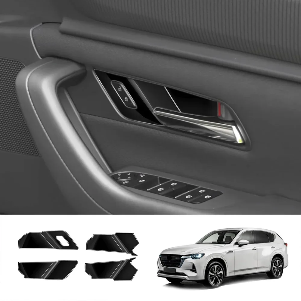 RHD For Mazda CX60 cx 60 2022 2023 2024 ABS Carbon Fiber Car Interior Inner Door Bowl Frame Cover Handle Protection Trim Sticker