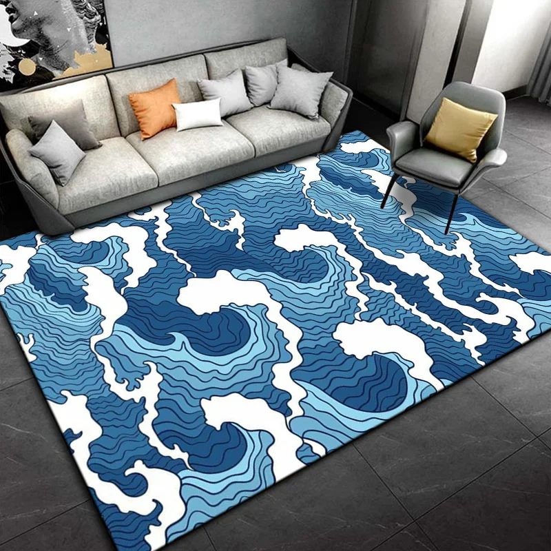 15 Sizes sea wave Pattern Rug Carpet for Living Room Bathroom Mat Creative Doormat Carpet for Bedroom Home Decor  tapis cool