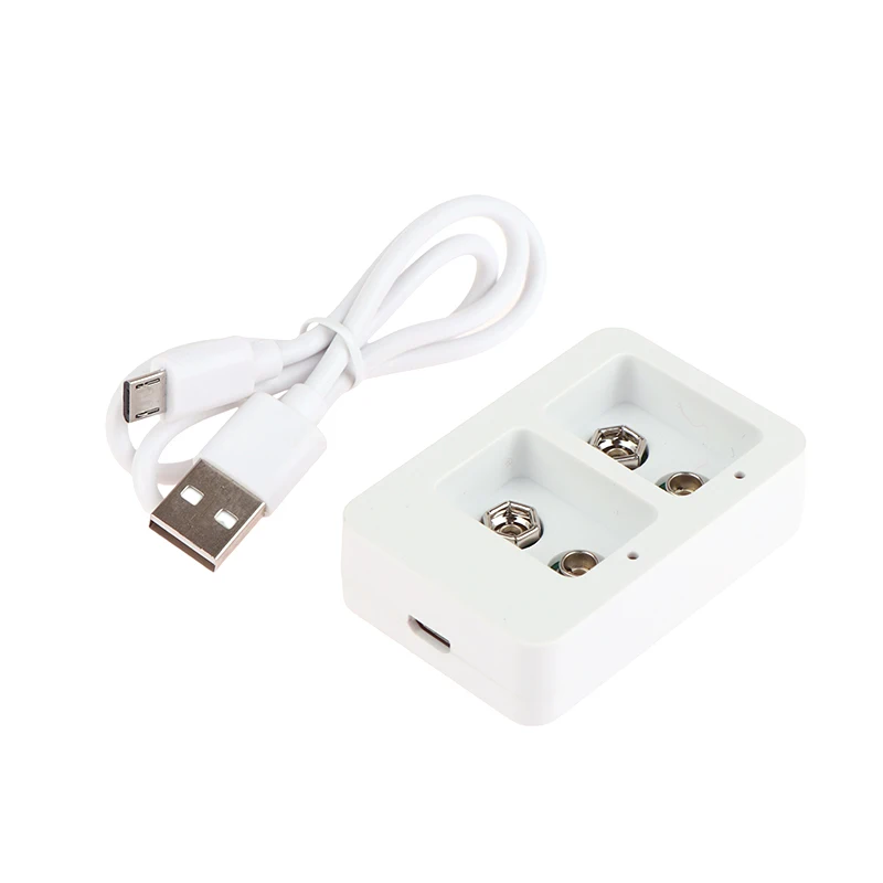 Carregador de bateria rápido inteligente multifuncional com indicadores LED, cabo USB para baterias recarregáveis, 9V, 2 slots, 1pc