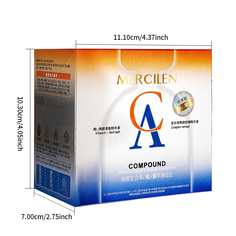 Mercilen Morning C and Evening a Serum Set, 30 Pieces, with a Moisturizing and Lightweight Texture, Soft and Hydrating, Improves Rough Skin, Deeply Hydrates, Makes Skin Smooth, Light and Translucent, Makes Skin Look Younger, Travel-Friendly Skincare Product