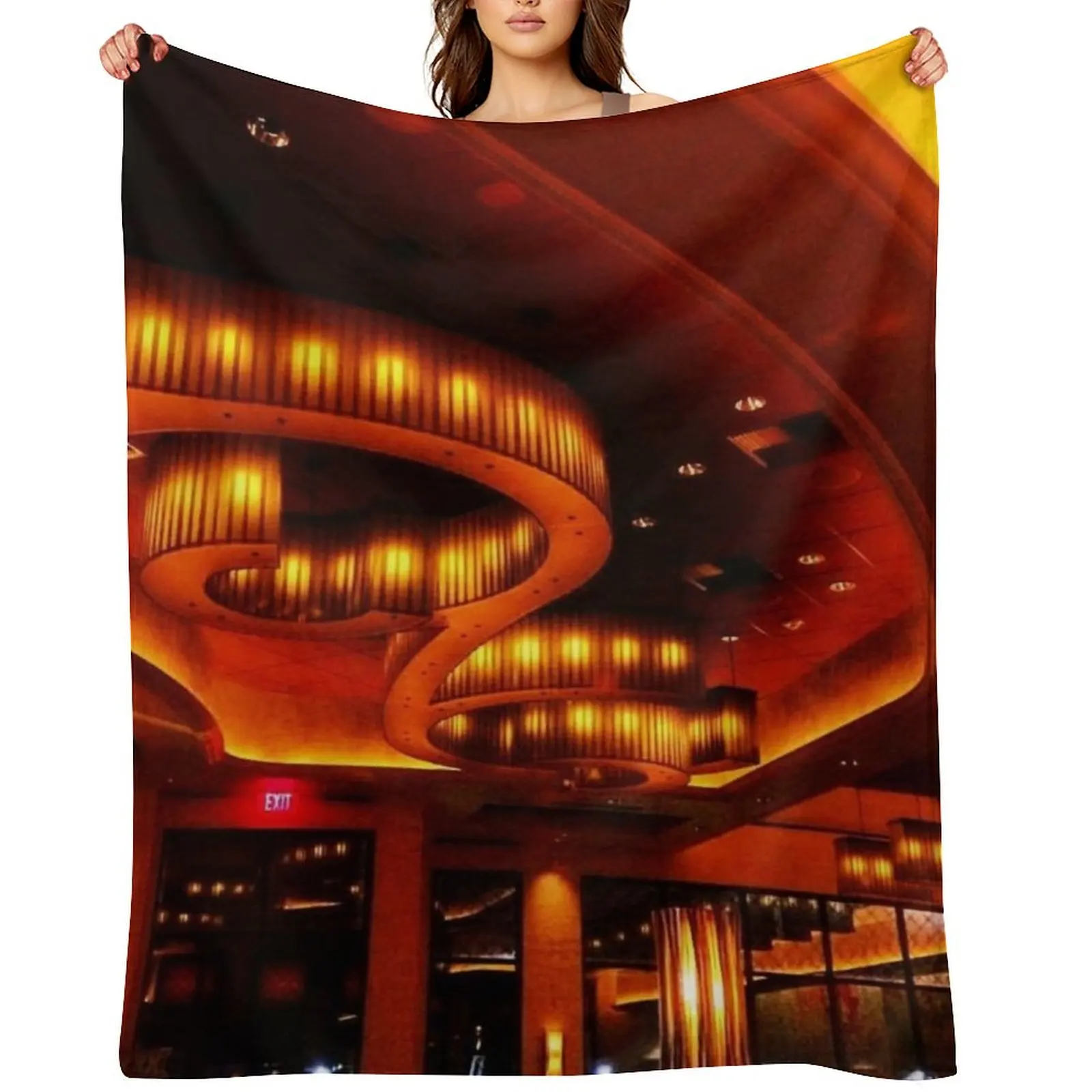 

Cheesecake factory, Fancy restrain, bar, lights, lounge Throw Blanket Sofa Throw Bed Cute Furry Blankets